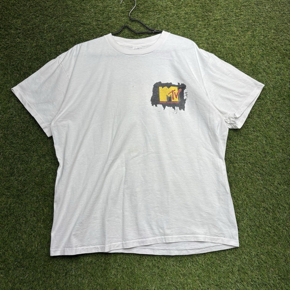 MTV Music Television Shirt Mens XL Big Logo Music TV Thrashed y2k 2000s 90s